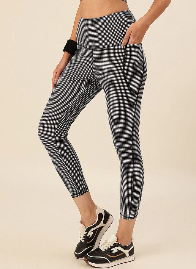 CUKOO Women Checked High Rise Rapid Dry Training Tights - Image 2